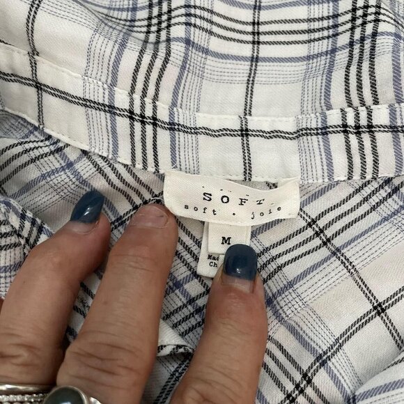 Soft Joie Button-Up Shirt Women's Medium Gray Collared Long Sleeve Front Pockets - Picture 7 of 8